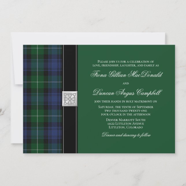 Convite para Casamento Celta de Lamont Tartan (Frente)