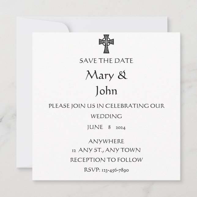 Convite para Casamento Céltico Negro e Branco (Frente)