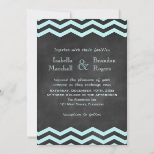 Convite para Casamento Chalkboard Chevron Turquois