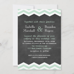 Convite para Casamento Chalkboard Mint & White Che