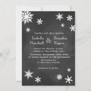 Convite para Casamento Chalkboard Snowflake