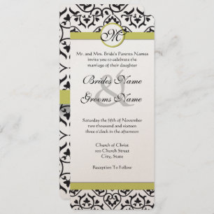 Convite para Casamento Chartreuse Damask Monograma