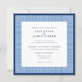 Convite para Casamento Chave Grego Azul do Mediter