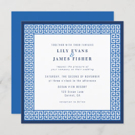 Convite para Casamento Chave Grego Azul do Mediter