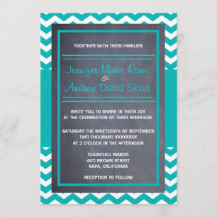 Convite para Casamento Chevron Teal