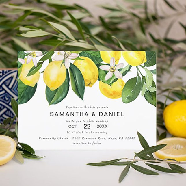Convite para Casamento Chic Amarelo Lemon Grove (Criador carregado)