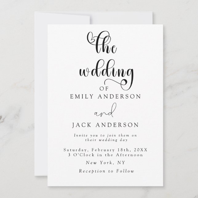 Convite para Casamento Chic de Elegância Moderna B (Frente)