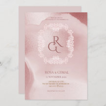 Convite para Casamento Chic rosa Elegante
