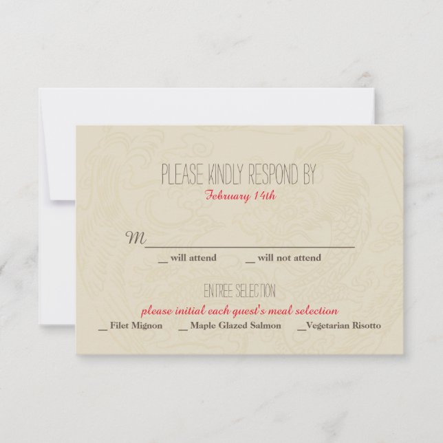 Convite para Casamento Chinês de Felicidade Dupla  (Frente)