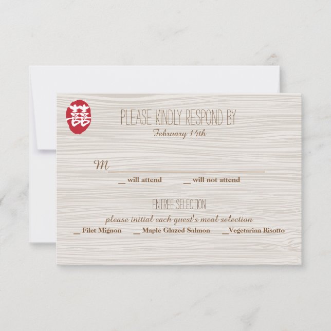 Convite para Casamento Chinês de Felicidade Dupla  (Frente)