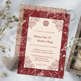 Convite para Casamento Chinês Floral de Lace Elega