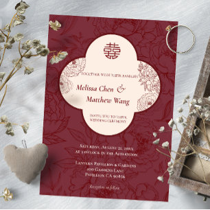 Convite para Casamento Chinês Floral de Lace Elega