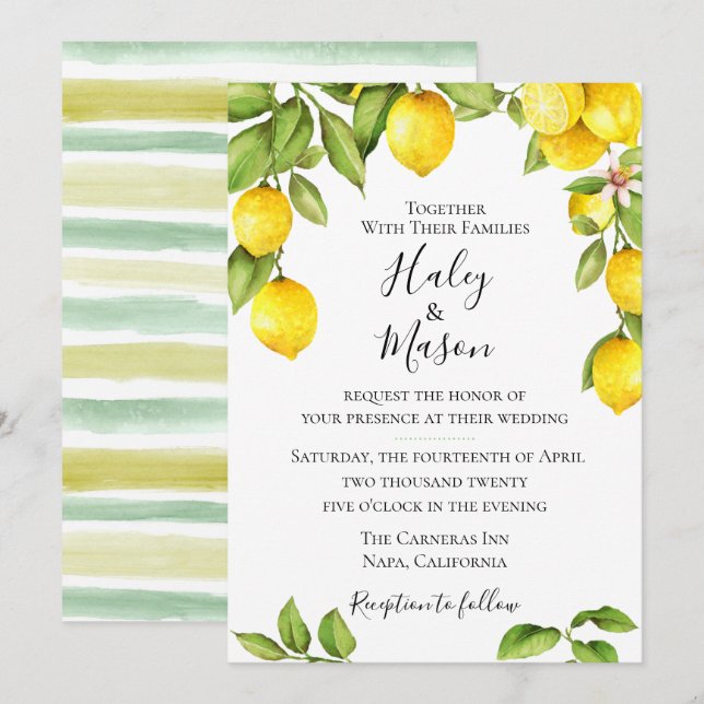 Convite para Casamento Citrus Orchard (Frente/Verso)