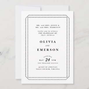 Convite para Casamento Clássico Branco e Negro, Fo