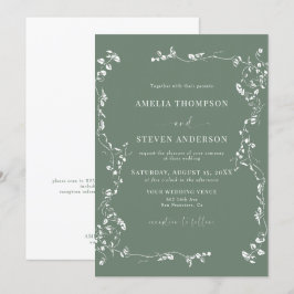 Convite para Casamento Clássico de Folha Floral El