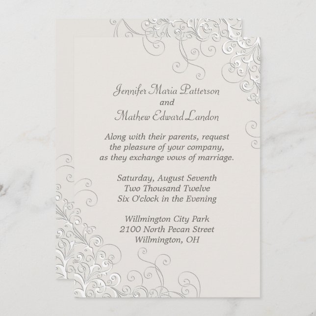 Convite para Casamento Clássico de Fúria Chic e Br (Frente/Verso)