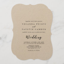 Convite para casamento clássico de Kraft simples