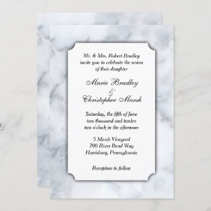 Convite para Casamento Clássico de Marble Branco