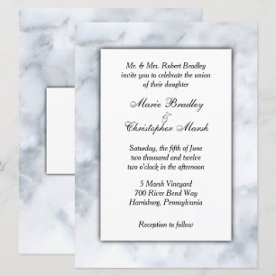 Convite para Casamento Clássico de Marble Branco