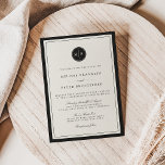 Convite para Casamento Clássico de Preto e Ecru Mo<br><div class="desc">Um elegante crachá de dois lados e monograma circular em preto nítido fornece um belo contraste contra o tom rico de marfim creme destes convites de noiva. Uma escolha formal eterno para noivas na moda e casamentos elegantes.</div>