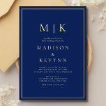 Convite para Casamento Clássico Elegante Azul e Am<br><div class="desc">convite para casamento azul e amarelo Estes elegantes e modernos guardanapos de casamento ou chás de panela apresentam um simples design de texto preto e branco que exude o estilo minimalista. Adicione suas iniciais ou monograma para torná-las completamente suas.</div>