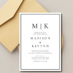 Convite para Casamento Clássico Elegante de Preto<br><div class="desc">Vintage Black and White Wedding convidado Estes elegantes e modernos guardanapos de casamento ou chá de panela apresentam um simples design de texto preto e branco que exumenta o estilo minimalista. Adicione suas iniciais ou monograma para torná-las completamente suas.</div>