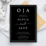 Convite para Casamento Clássico Elegante de Preto<br><div class="desc">Esses elegantes e modernos guardanapos de casamento ou chás de panela apresentam um simples design de texto preto e branco que exumenta o estilo minimalista. Adicione suas iniciais ou monograma para torná-las completamente suas.</div>
