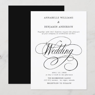 Convite para Casamento Clássico Elegante Preto e