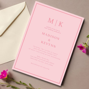 Convite para Casamento Clássico Elegante Rosa