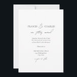 Convite para Casamento Clássico Mínimo Moderno Neg<br><div class="desc">Convite clássico de casamento clássico minimalista preto e branco. Bloco clássico e texto simples com script manual moderno combinado com o contexto clássico e moderno. O dorso é preto. Para revisar e editar o layout,  clique em Personalizar,  Editar. Use Cntl. para selecionar e mover várias seções ao mesmo tempo.</div>