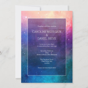 Convite para Casamento Colorido do Rainbow Nebula