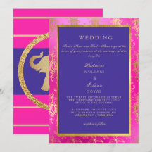 Convite para Casamento Colorido Real Rosa e Azul