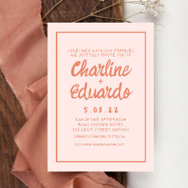 Convite para casamento com a letra Retro-Rosa e a