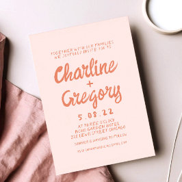 Convite para casamento com a letra Retro-Rosa e a