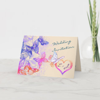 Convite para Casamento com Borboleta Arco-Íris
