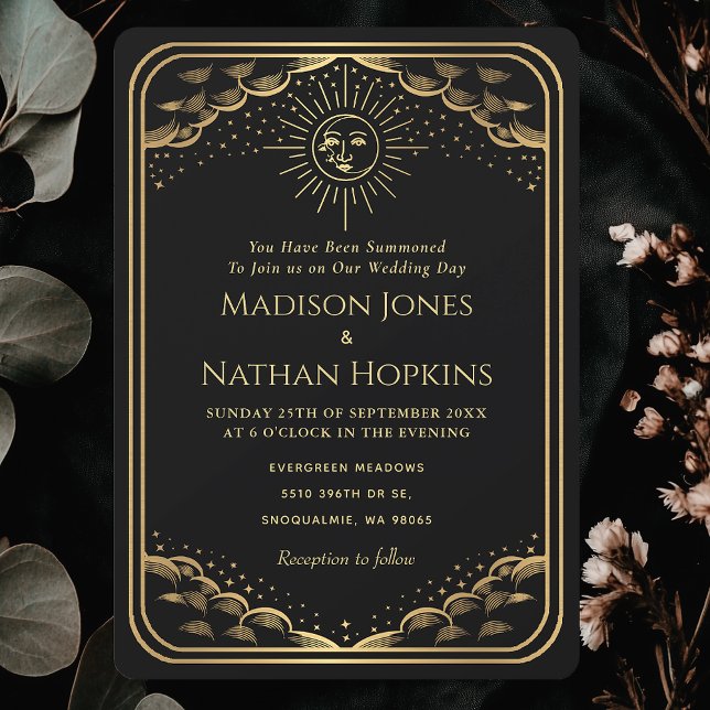 Convite para casamento com cartas de tarô de sol D (Criador carregado)