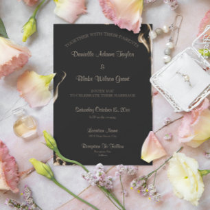 Convite para Casamento com Chama de Texto Preto e