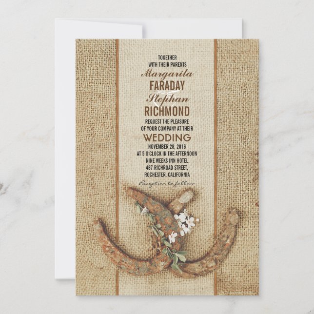 Convite para casamento com ferraduras (Frente)