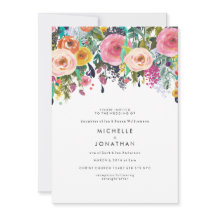 Convite para Casamento com Flor de Aquarela Colori