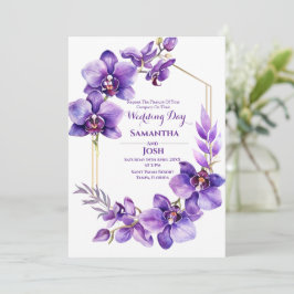 Convite para Casamento com Flor Roxo