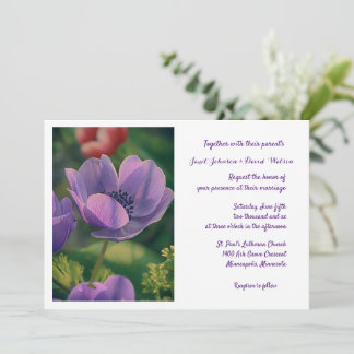 Convite para Casamento com Flor Roxo