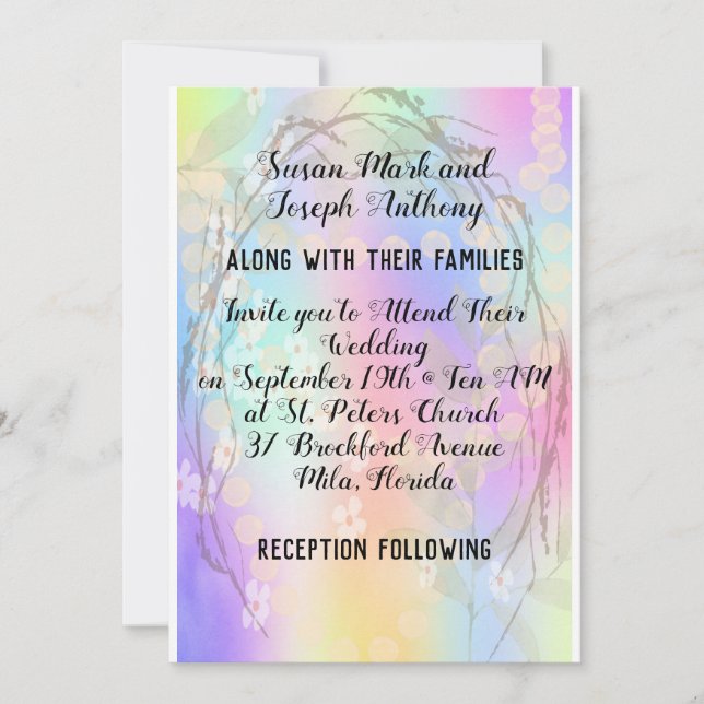 Convite para Casamento com Fundo de Design (Frente)