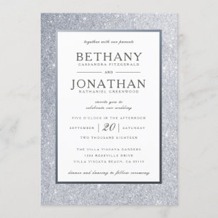 Convite para Casamento com Glitter Silver