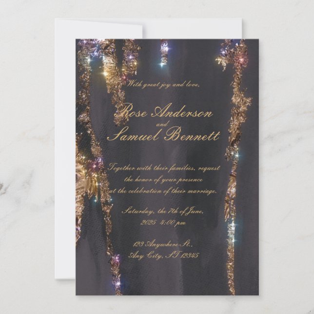 Convite para Casamento com Largura Negra (Frente)