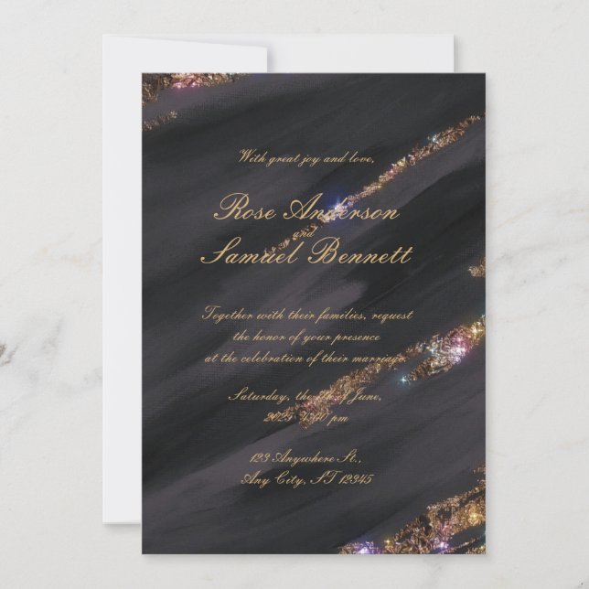 Convite para Casamento com Largura Negra (Frente)