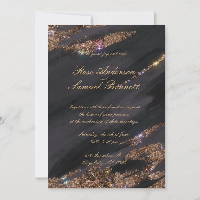 Convite para Casamento com Largura Negra (Frente)