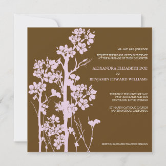 Convite para Casamento com Lilac/Chocolate Floral