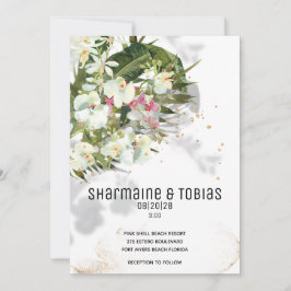 Convite para Casamento com Orquídea Branca Espuman