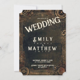 Convite para Casamento com Steampunk Noir