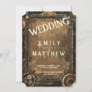 Convite para Casamento com Steampunk Noir